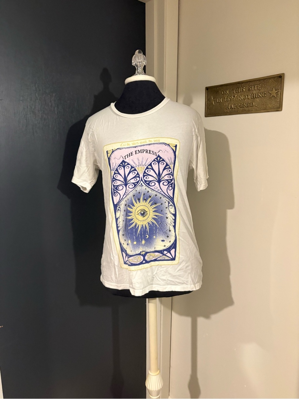 Project Social T White Graphic Tee with Sun & Moon Tarot Card Motif 💜